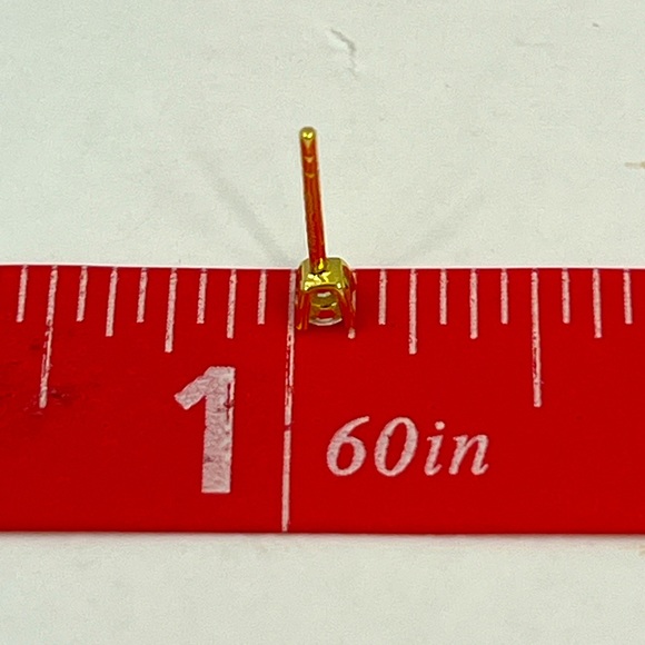 RACHEL ASHWELL, STERLING SILVER WITH CUBIC ZIRCONIA 2 STUD EARRINGS, GOLD COLOR - Picture 11 of 16